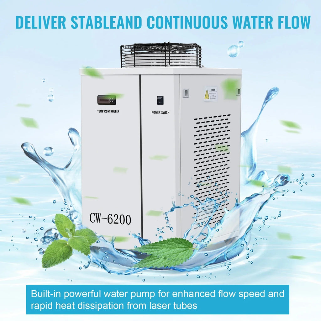 SIHAO 3000W Industrial Water Chiller CW-6000 220V CO2 Laser Cooling System with Flow Protection & Digital Display for Engraving Machine