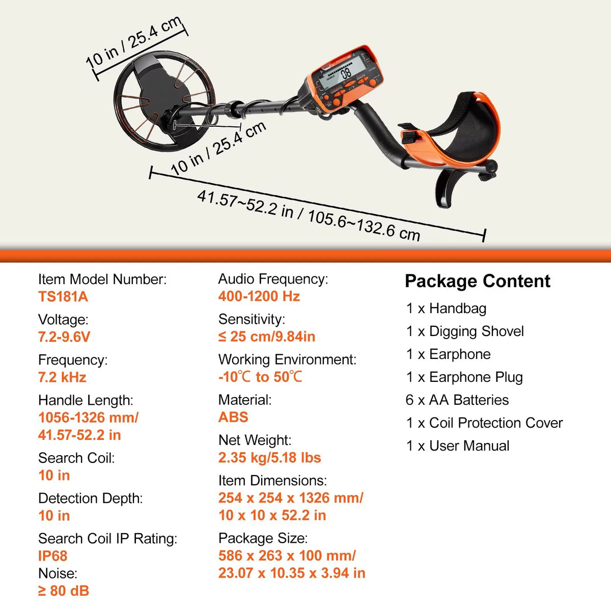 SIHAO DSP Metal Detector, 10" Waterproof Coil, 7 Modes LCD, 41-52" Adjustable Aluminum Stem for Gold & Relic Hunting
