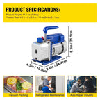 SIHAO 1.8-4.8CFM Adjustable Vacuum Pump Dual Gauge HVAC Refrigerant Recovery Tool Auto AC Evacuation High Speed Deep Vacuum Sealer