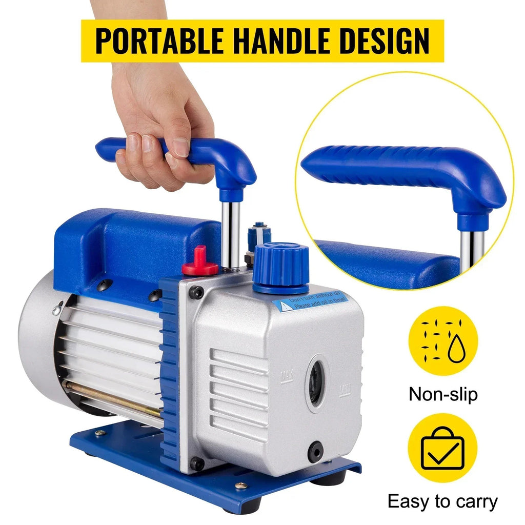 SIHAO 1.8-4.8CFM Adjustable Vacuum Pump Dual Gauge HVAC Refrigerant Recovery Tool Auto AC Evacuation High Speed Deep Vacuum Sealer