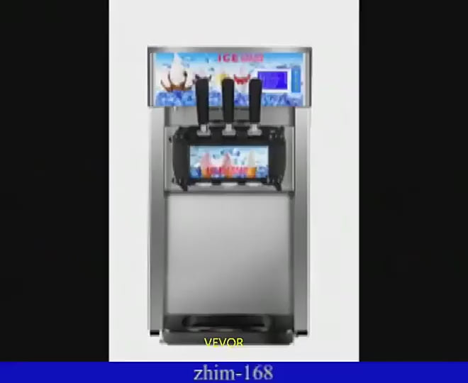 SIHAO Commercial Soft Serve Ice Cream Machine - Tri-Flavor 18L/H with LCD Display & One-Touch Cleaning for Dessert Shops, Cafes