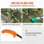 SIHAO Extendable Manual Tree Pruner 7.3-27ft ,  8 Fiberglass Handles Sharp Steel Blade Pole Saw for High Branch Palm Shrub Trimming