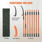 SIHAO Extendable Manual Tree Pruner 7.3-27ft ,  8 Fiberglass Handles Sharp Steel Blade Pole Saw for High Branch Palm Shrub Trimming