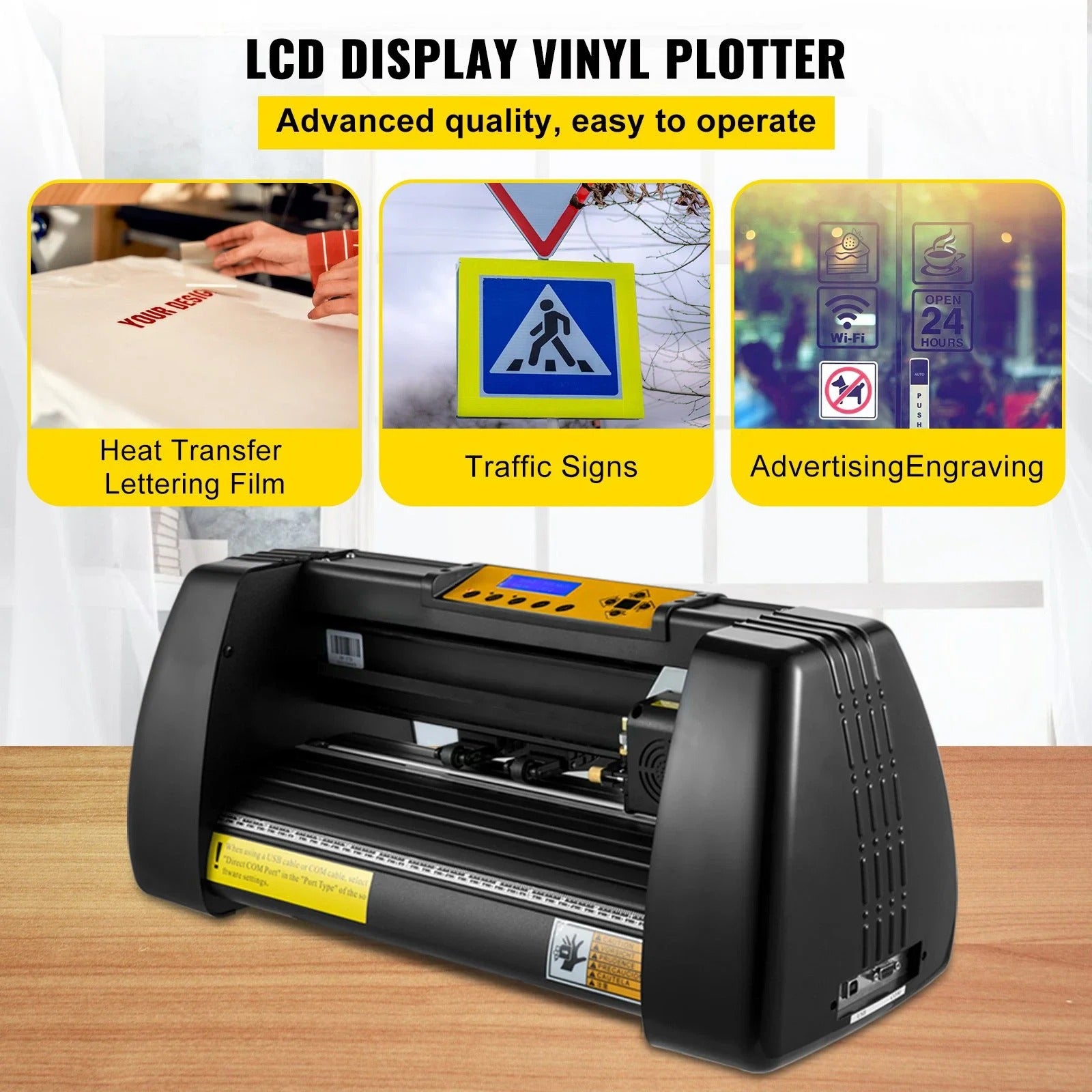 SIHAO 14-Inch Vinyl Cutter & Plotter – Desktop Cutting Machine with 3 Blades + Pen Holder, Software-Controlled for Signs, Decals & Stickers
