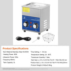 SIHAO 40kHz Ultrasonic Cleaner with Knob Control, Heater & Timer – Available in 2L To 30L Capacities, Ideal for Jewelry, Eyeglasses, Dentures, and Musical Instruments