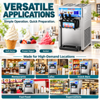 SIHAO ZM-A168 Commercial Soft Serve Ice Cream Machine | 3 Flavors, Pre-Cooling, Tabletop