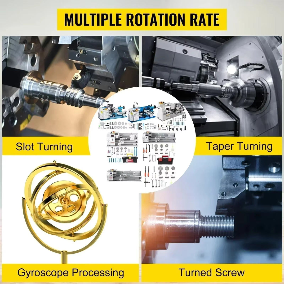 SIHAO Mini Metal Lathe 550W 600W 650W 750W 1100W 1200W —150-220mm Swing X 350-750mm Between Centers Variable Speed 0-2500 RPM, 3-Jaw Chuck, Precision Benchtop Lathe for Drilling & Threading & Steel Aluminum DIY Model Making