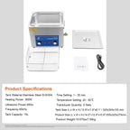 SIHAO 40kHz Ultrasonic Cleaner with Knob Control, Heater & Timer – Available in 2L To 30L Capacities, Ideal for Jewelry, Eyeglasses, Dentures, and Musical Instruments