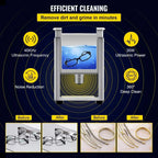 SIHAO 800ml Ultrasonic Cleaner 30W Portable Sonic Bath for Jewelry Glasses Watches Dentures Coins
