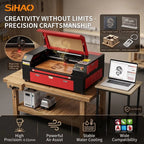 SIHAO CO2 Laser Engraver 70x50cm, LightBurn Compatible Laser Cutting Machine with Honeycomb Bed & Digital Control for Wood Acrylic