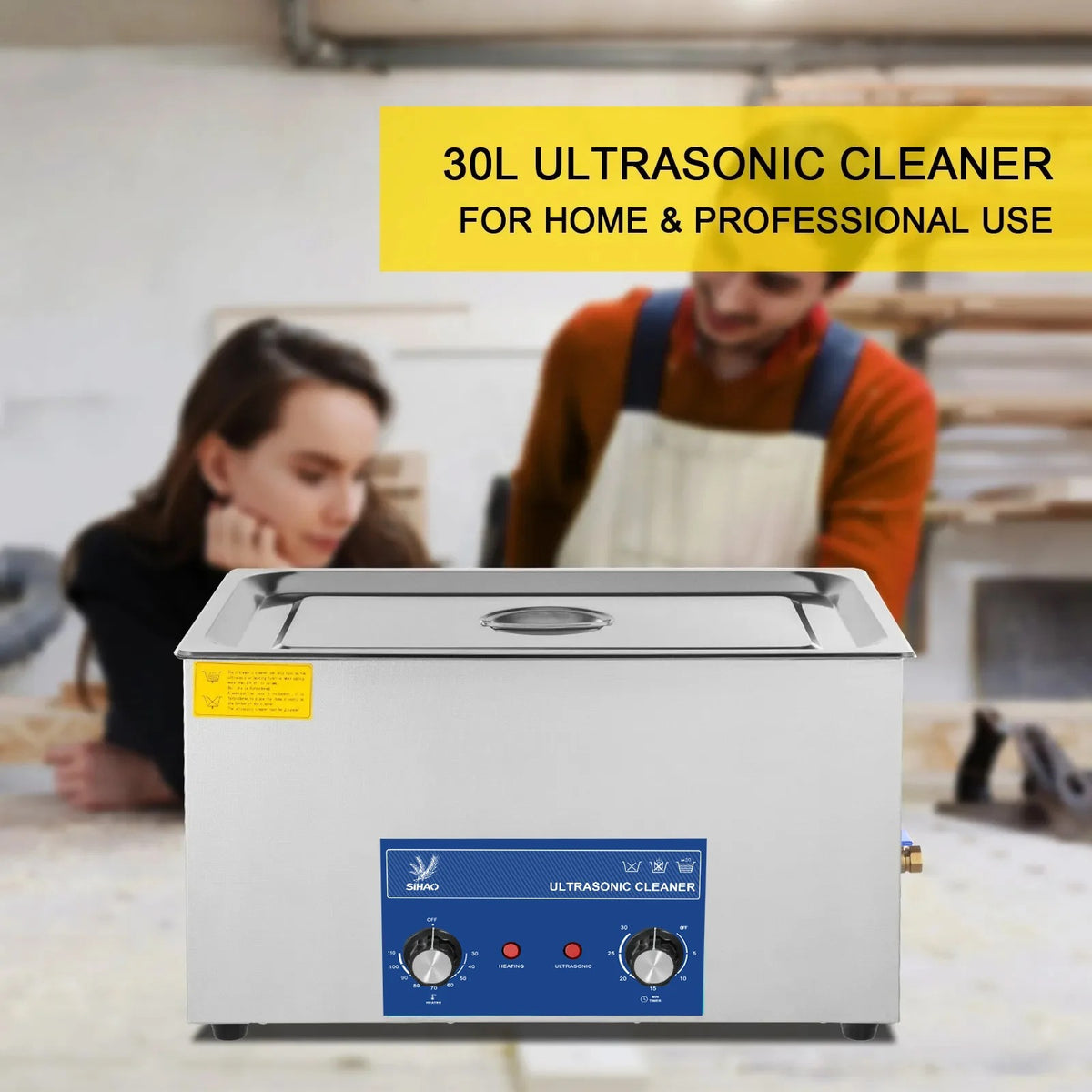 SIHAO 40kHz Ultrasonic Cleaner with Knob Control, Heater & Timer – Available in 2L To 30L Capacities, Ideal for Jewelry, Eyeglasses, Dentures, and Musical Instruments