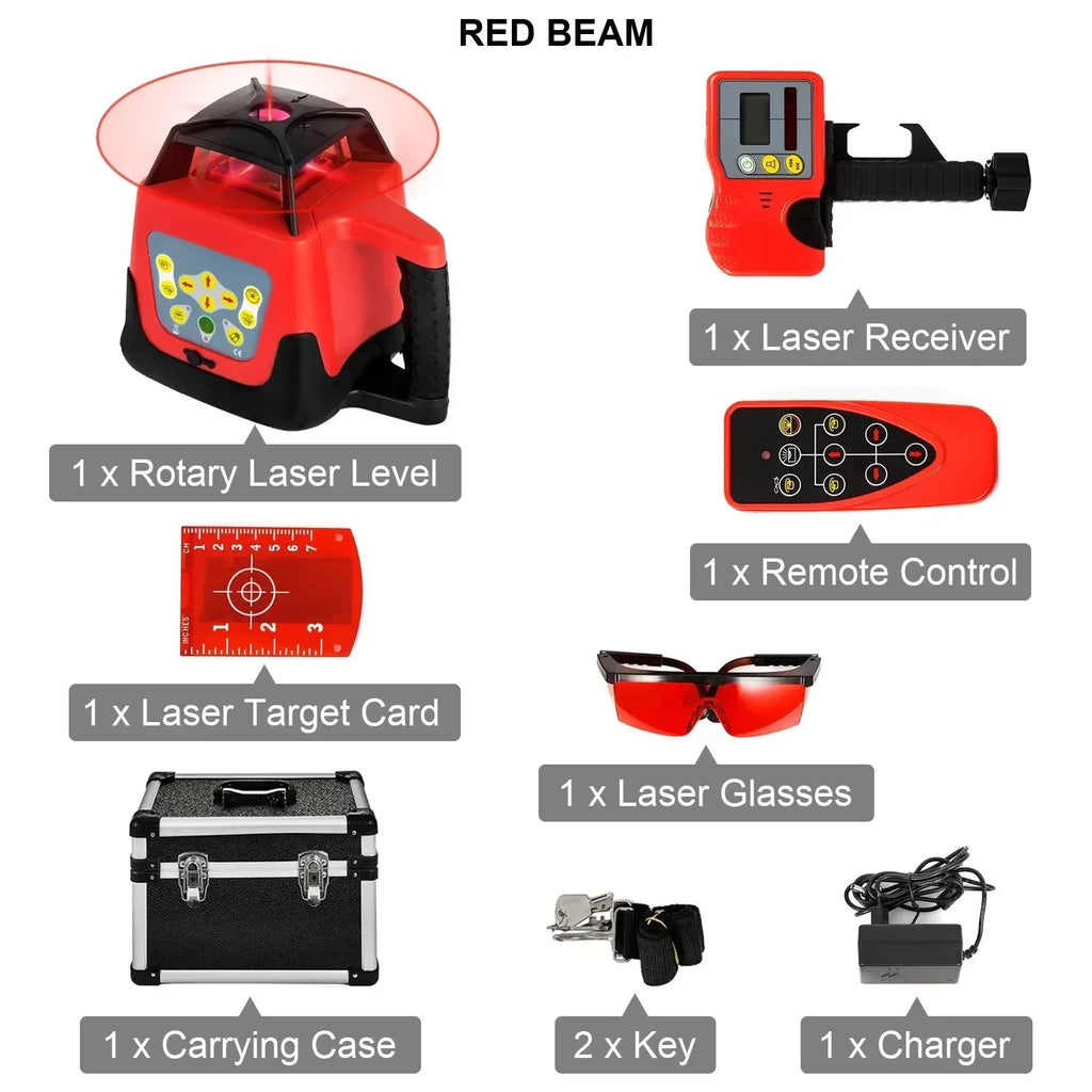 SIHAO 360 Rotary Laser Level Self Leveling Vertical Horizontal Line Tool with Receiver Outdoor Indoor Construction Measuring Instrument