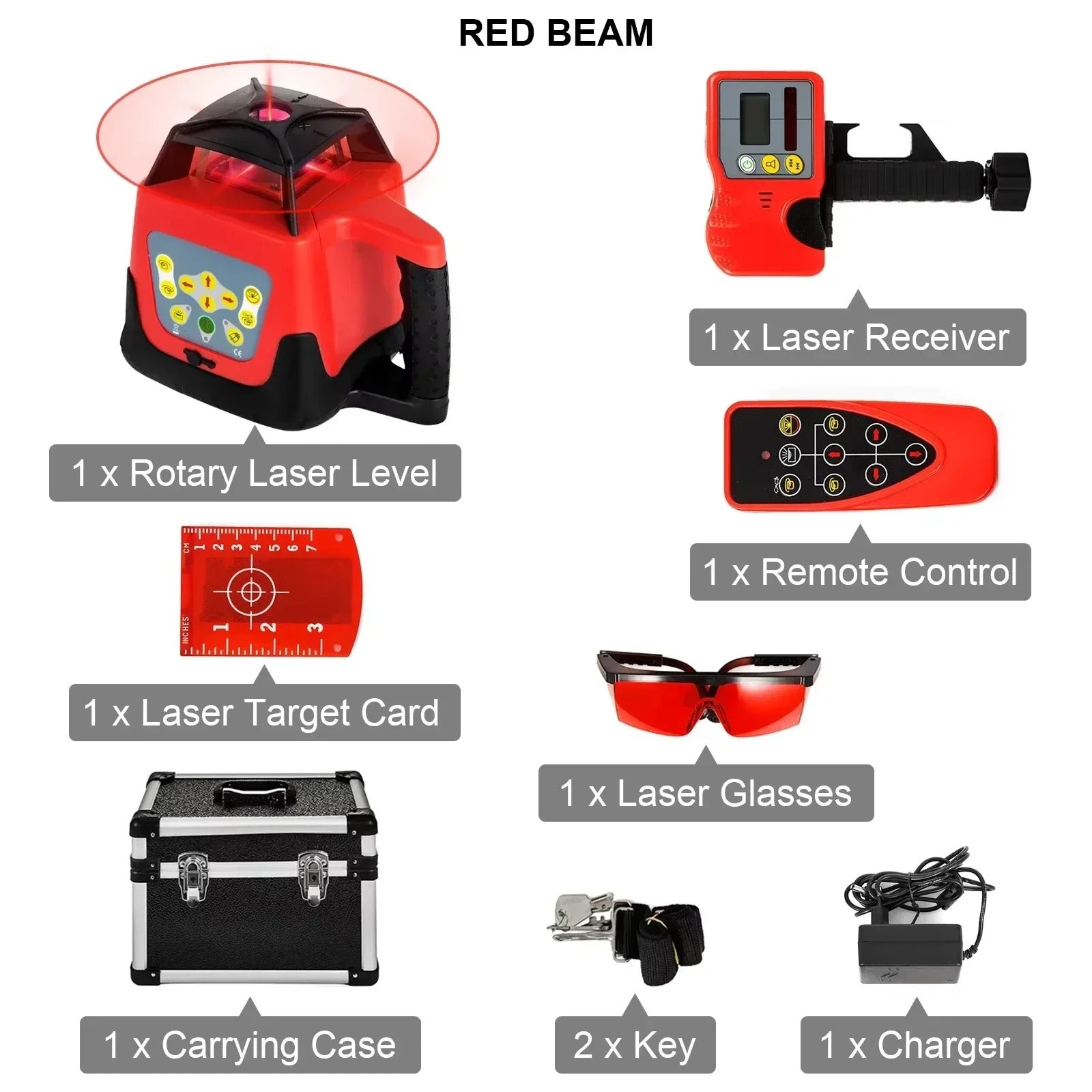SIHAO 360 Rotary Laser Level Self Leveling Vertical Horizontal Line Tool with Receiver Outdoor Indoor Construction Measuring Instrument