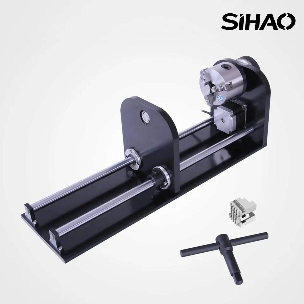 SIHAO Rotary Cutter and Engraver Attachment丨3-Jaw Spindle and 230 mm Track丨50W/60W/80W/100W/130W