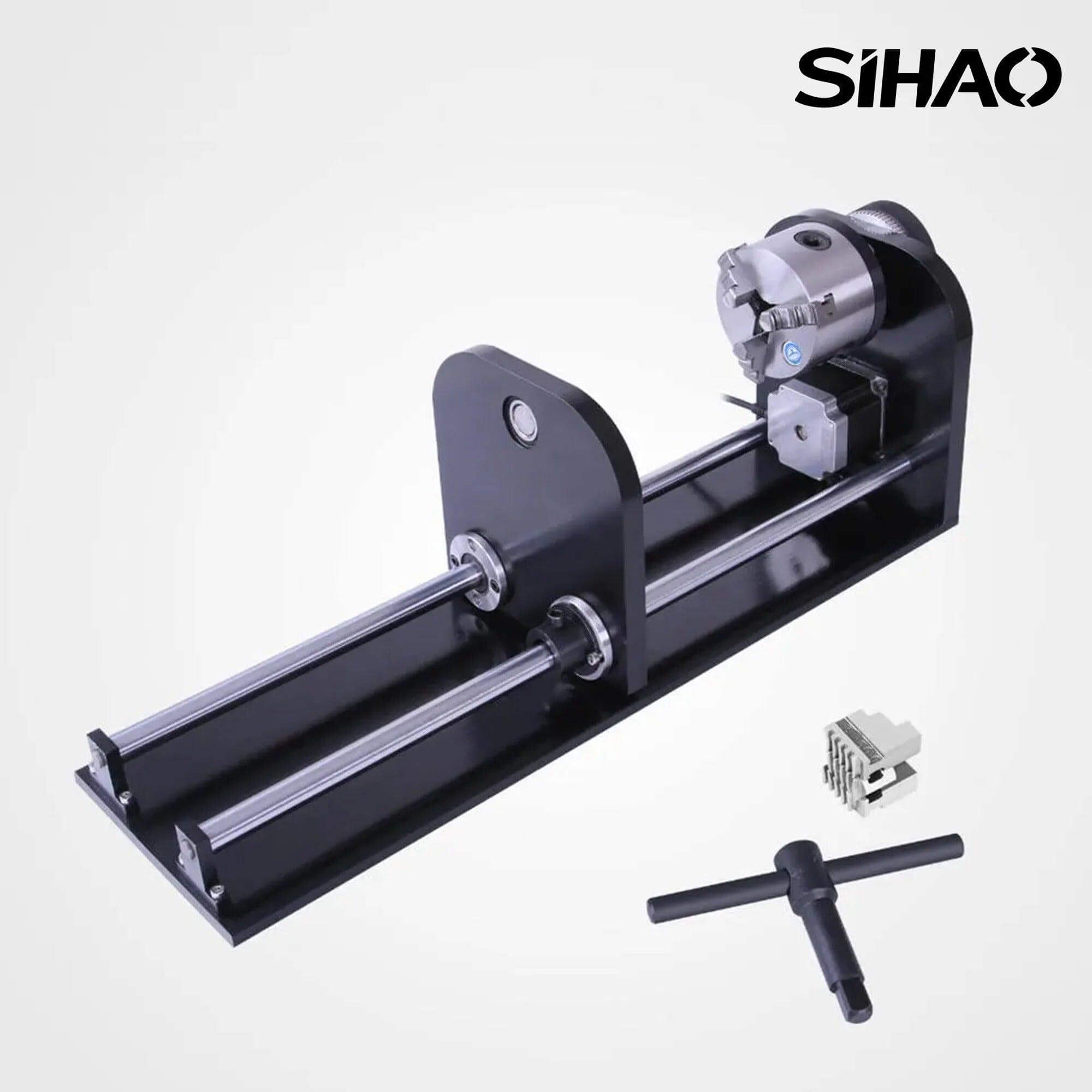 SIHAO Rotary Cutter and Engraver Attachment丨3-Jaw Spindle and 230 mm Track丨50W/60W/80W/100W/130W