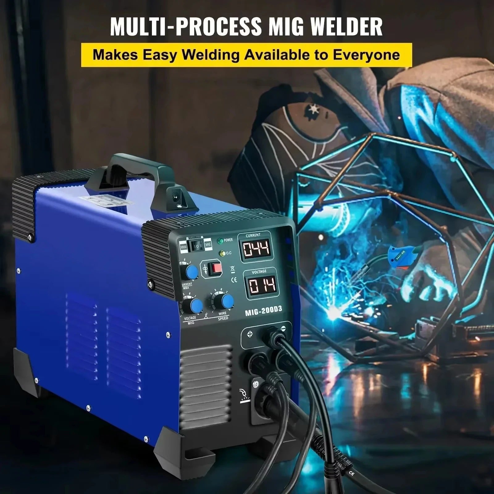 SIHAO 220V 200-270A MIG MMA TIG Welder 3-in-1 IGBT Inverter Welding Machine Dual Voltage for Steel Aluminum Auto Repair Home Workshop