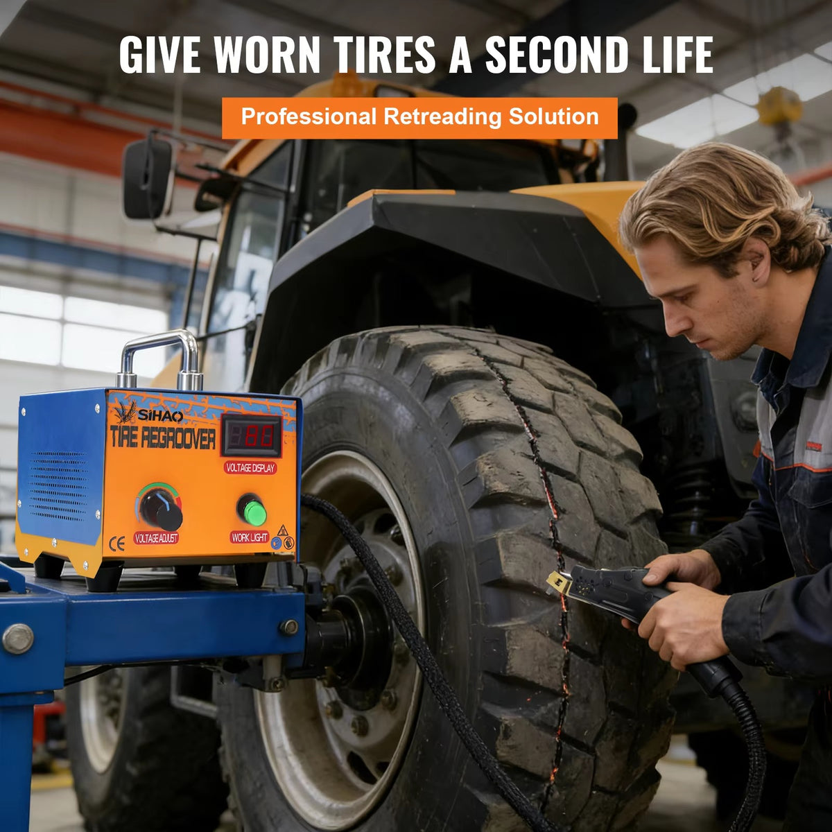 SIHAO 1000W Tire Groover Machine, Tyre Regroover Tool Kit with Iron Cutter for U/V & Right Angle Strips