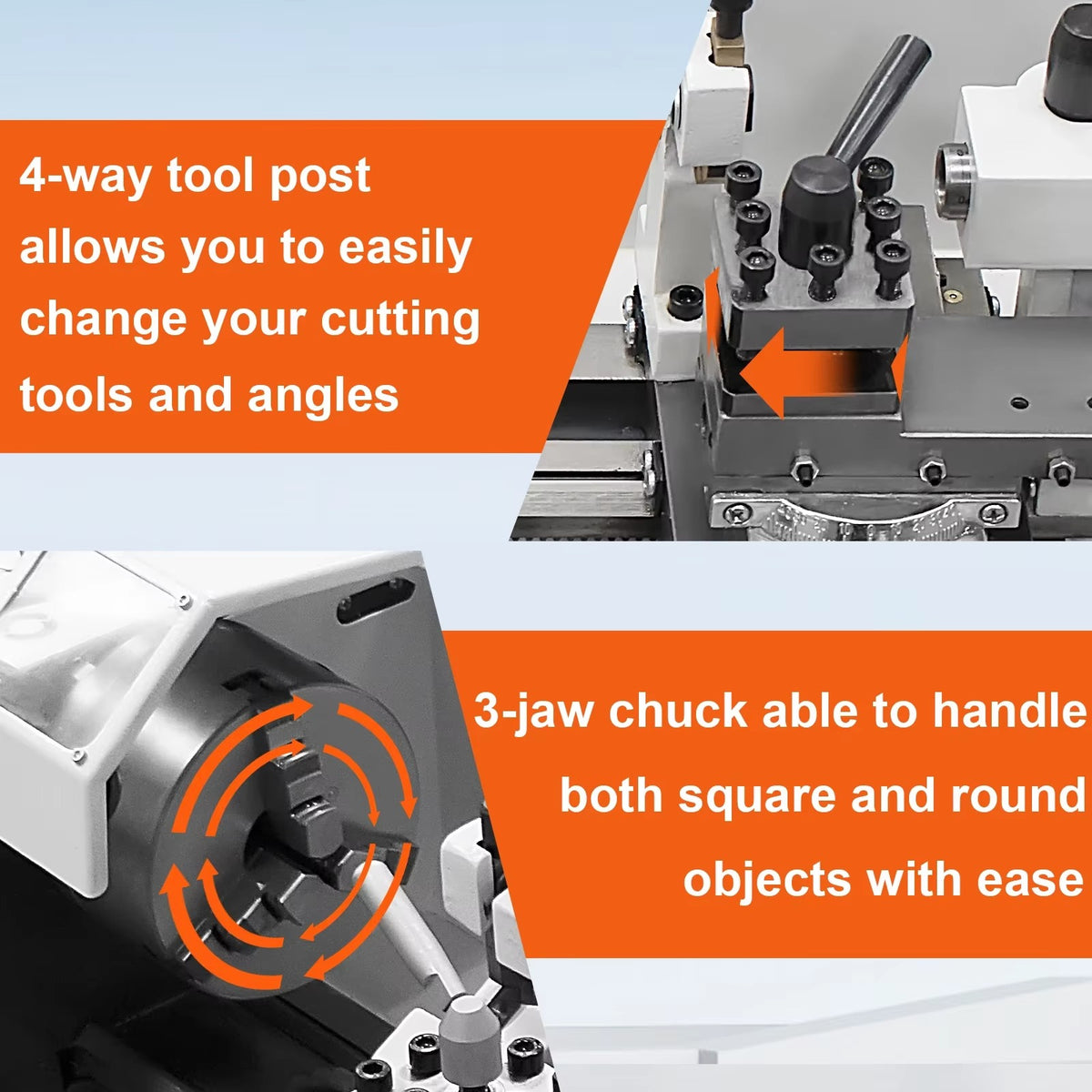 SIHAO 750W Mini Metal Lathe 180×350mm — 4 Inch 3-Jaw Chuck DC Motor Benchtop Metal Turning Machine for Metalworking Projects