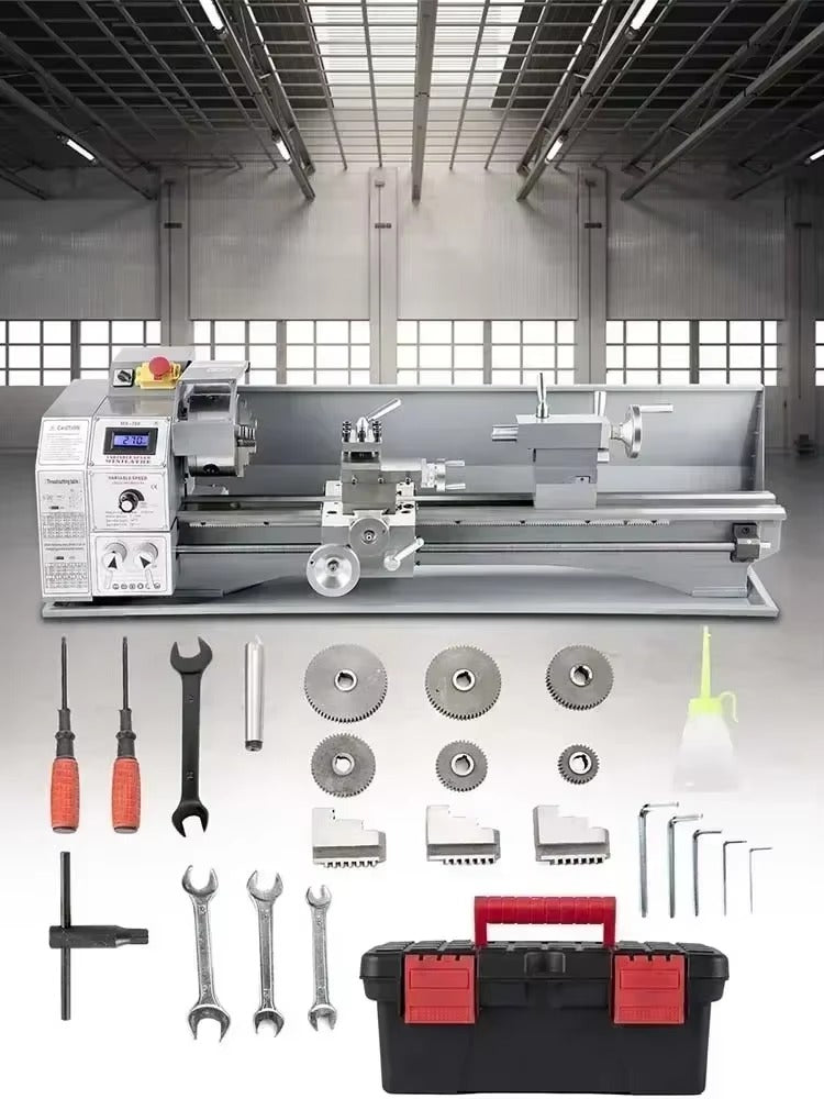 SIHAO Mini Metal Lathe 550W 600W 650W 750W 1100W 1200W —150-220mm Swing X 350-750mm Between Centers Variable Speed 0-2500 RPM, 3-Jaw Chuck, Precision Benchtop Lathe for Drilling & Threading & Steel Aluminum DIY Model Making