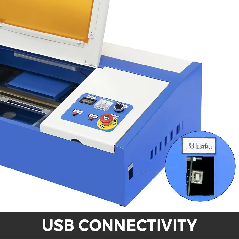 SIHAO 40W CO2 Laser Engraving Cutting Machine 30×20cm — Laser Engraver with USB for Wood Leather Woodworking
