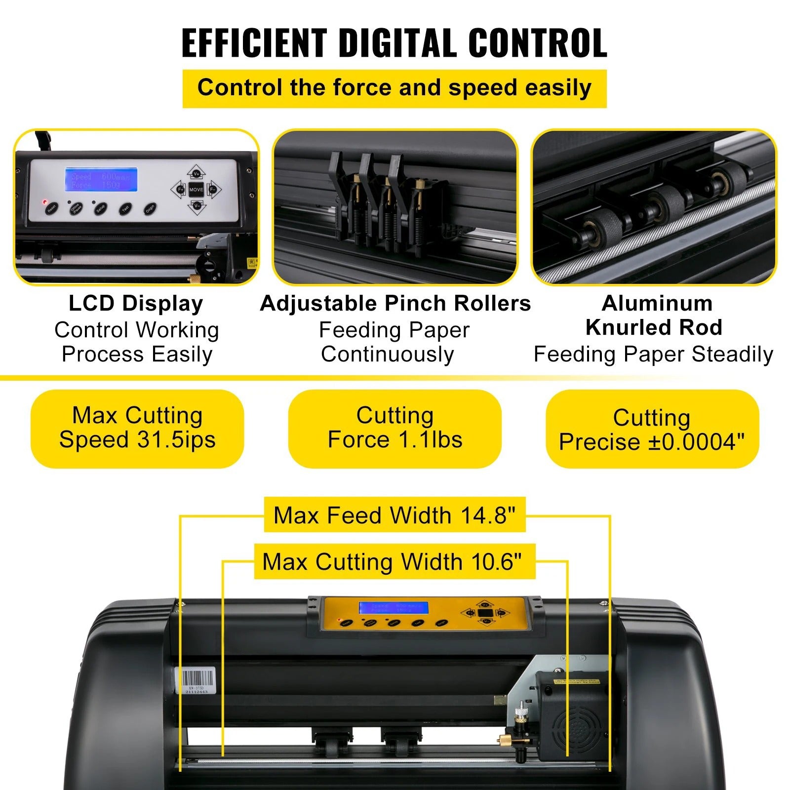 SIHAO 14-Inch Vinyl Cutter & Plotter – Desktop Cutting Machine with 3 Blades + Pen Holder, Software-Controlled for Signs, Decals & Stickers
