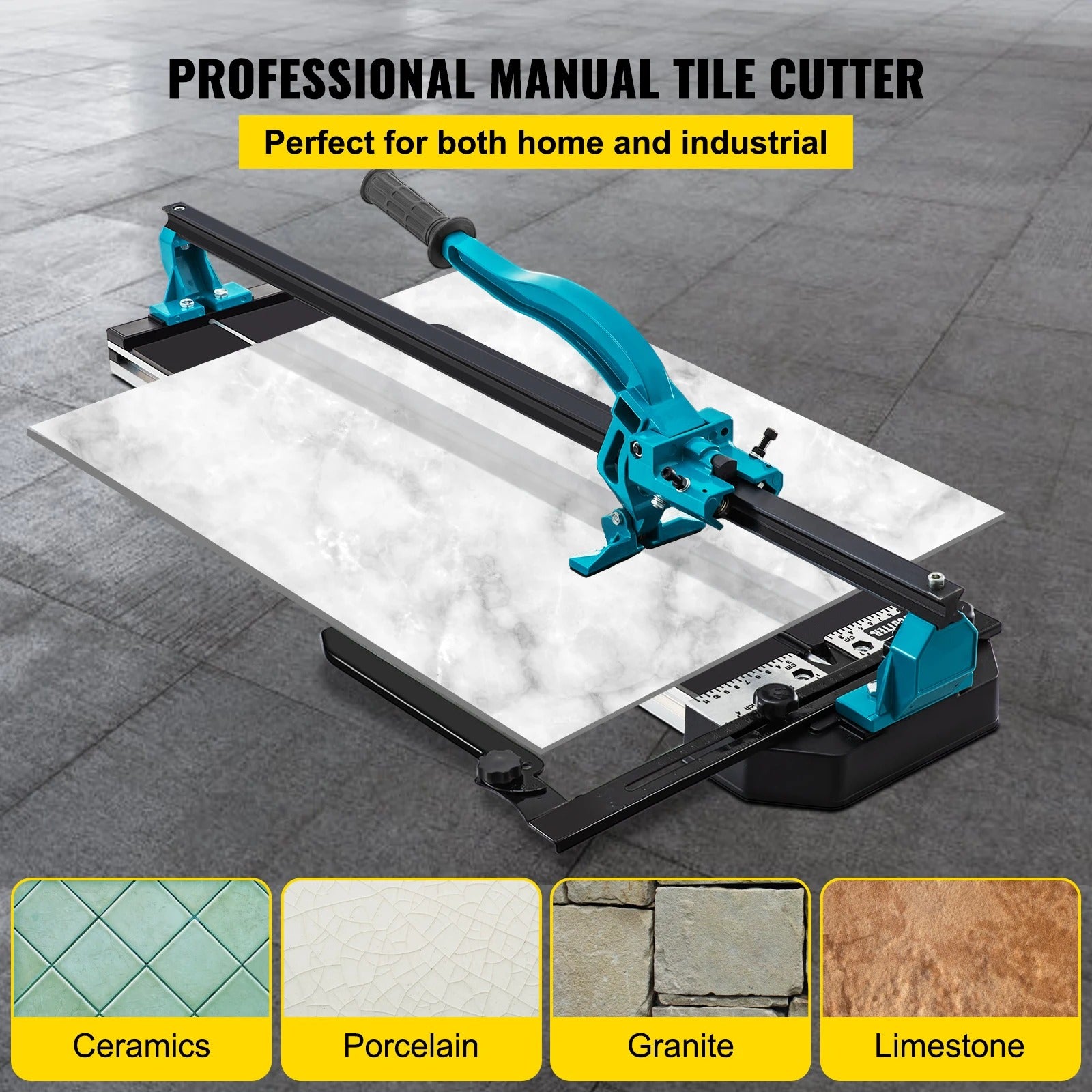 SIHAO 48" Professional Tile Cutter – Heavy-Duty Manual Scoring Tool with Built-in Laser Guide, Dual-Rail Support & Precision Snap System for Ceramic & Porcelain Tiles