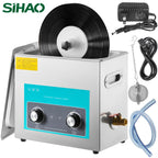 SIHAO 6L Ultrasonic Record Cleaner – 180W 40kHz Deep Cleaning System with Heat, Timer & Analog Knob for 8 Vinyls At Once, Safe for LP Restoration