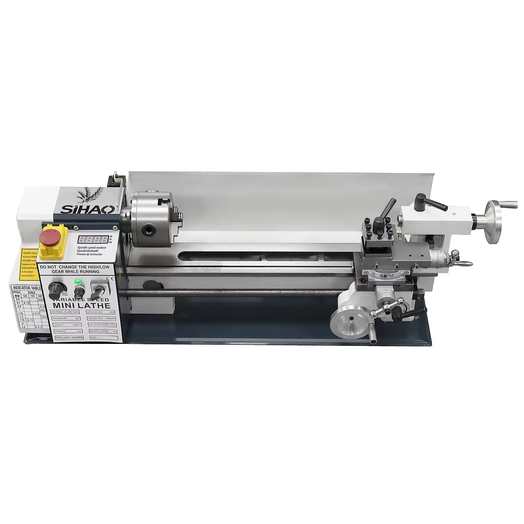 SIHAO 750W Mini Metal Lathe 180×350mm — 4 Inch 3-Jaw Chuck DC Motor Benchtop Metal Turning Machine for Metalworking Projects
