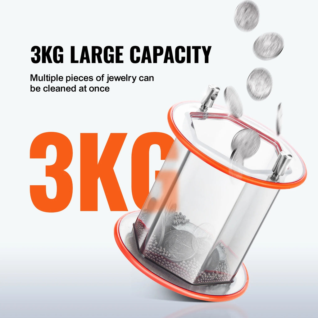 SIHAO 3-5kg Jewelry Tumbler – 5-Speed Rotary Finisher with Digital Timer & Reversible Rotation for Polishing, Burnishing & Metal Tumbling