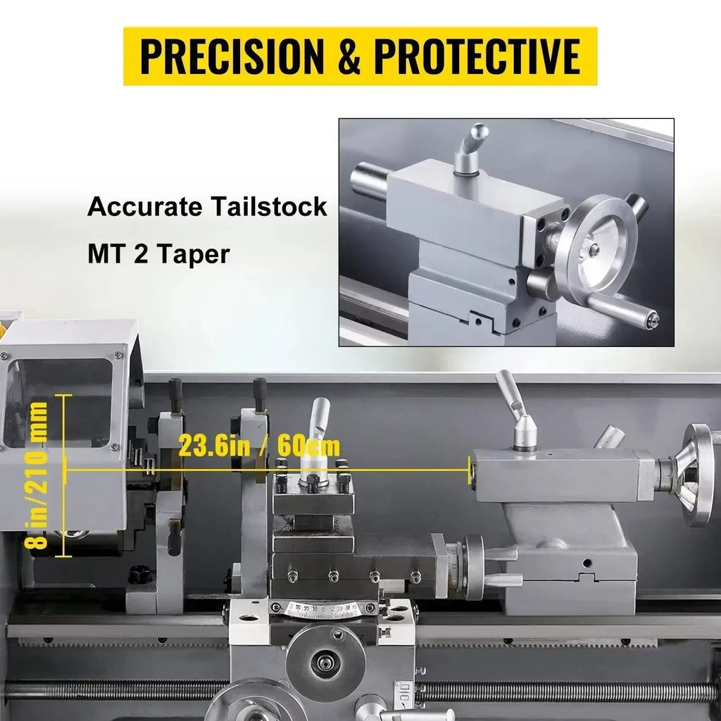 SIHAO 7×14 Inch Mini Metal Lathe Variable Speed 0-2500 RPM — Large Swing Bench Lathe for Steel Aluminum DIY Model Making