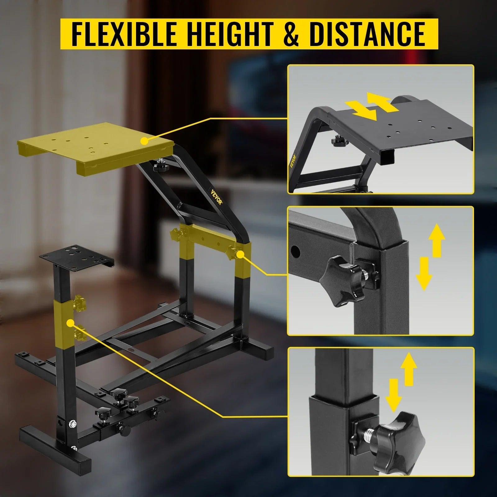 SIHAO Racing Wheel Stand – Adjustable Simulator Cockpit W/ Shifter Mount & Pedal Plate for Logitech G25/G27/G29/G920 & Thrustmaster