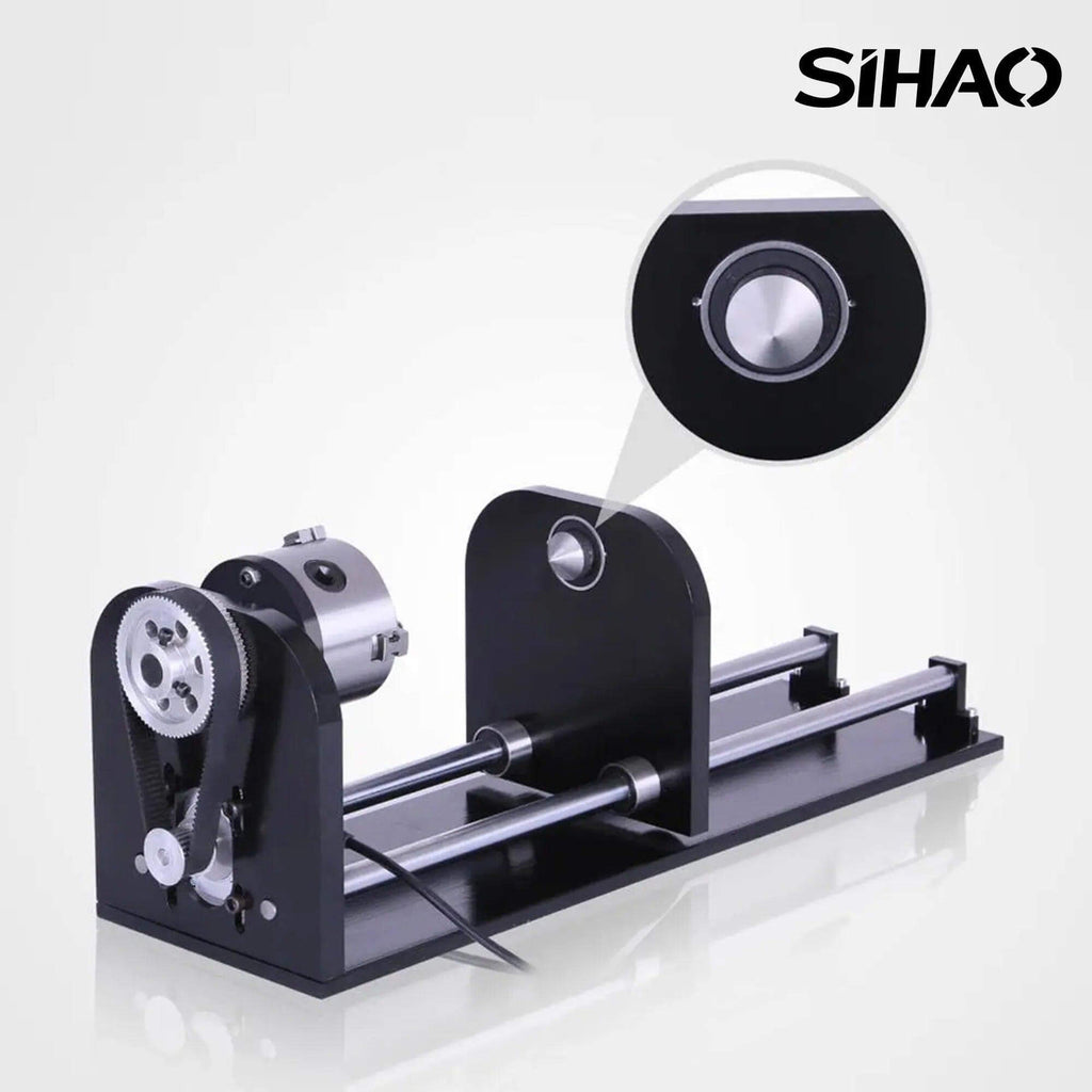 SIHAO Rotary Cutter and Engraver Attachment丨3-Jaw Spindle and 230 mm Track丨50W/60W/80W/100W/130W