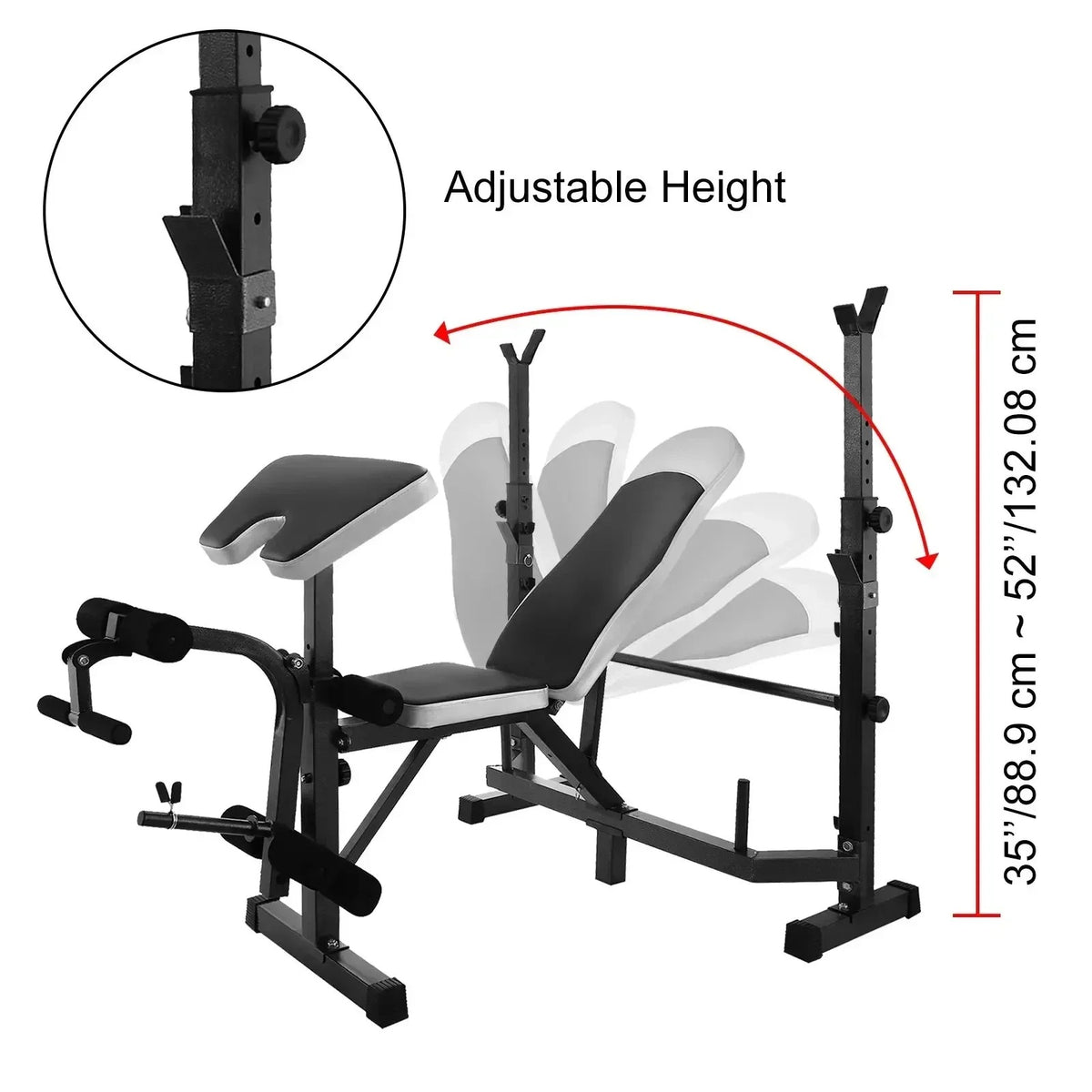 SIHAO Multi-Purpose Weight Bench – Adjustable Utility Bench with Leg Curl/Developer & Press Station for Full Body Home Gym Strength Training
