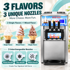 SIHAO ZM-A168 Commercial Soft Serve Ice Cream Machine | 3 Flavors, Pre-Cooling, Tabletop