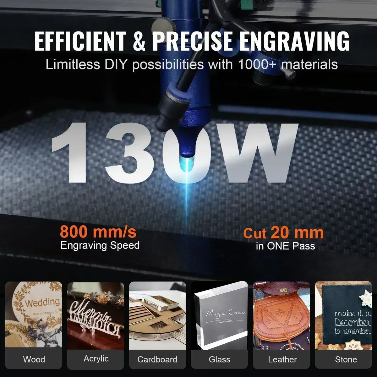 SIHAO CO2 Laser Engraver 50/60/80/100/130W, Ruida & LightBurn Laser Engraving Machine for Wood Fabric