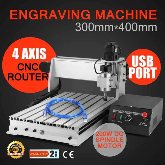 SIHAO - CNC Router 3040T 4 Axis CNC Wood Engraving Machine Carving deepth: 55mm - SIHAOTEC Laser