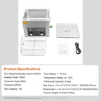 SIHAO 40kHz Ultrasonic Cleaner with Knob Control, Heater & Timer – Available in 2L To 30L Capacities, Ideal for Jewelry, Eyeglasses, Dentures, and Musical Instruments