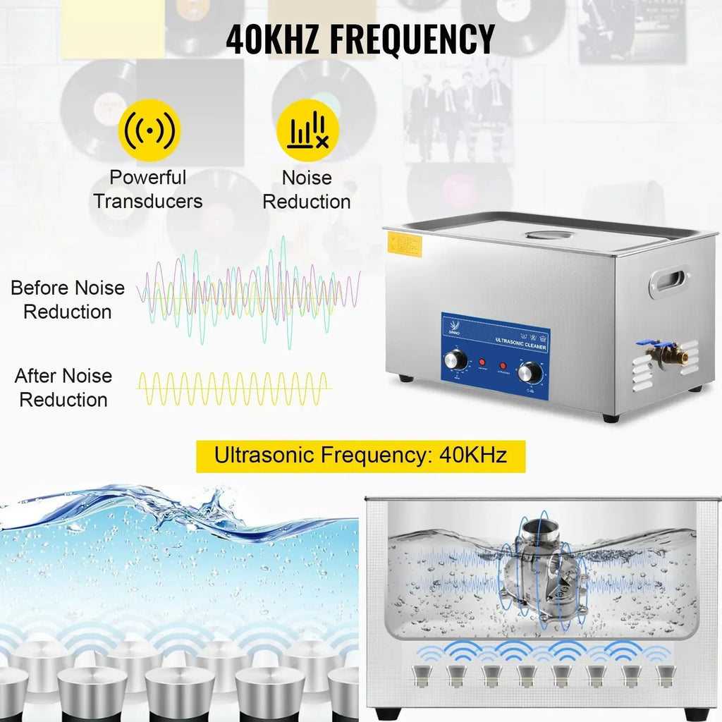 SIHAO 40kHz Ultrasonic Cleaner with Knob Control, Heater & Timer – Available in 2L To 30L Capacities, Ideal for Jewelry, Eyeglasses, Dentures, and Musical Instruments