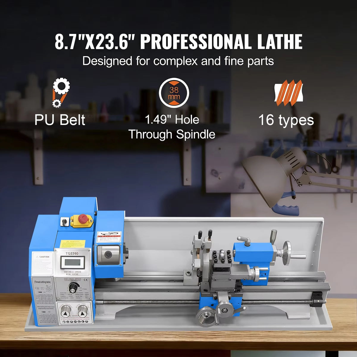 SIHAO 1100W Mini Metal Lathe 220×600mm & 220×750mm— Precision Benchtop Power Metal Lathe Variable Speed Brushless Motor Metal Gears