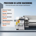 SIHAO 750W Mini Metal Lathe 180×350mm — 4 Inch 3-Jaw Chuck DC Motor Benchtop Metal Turning Machine for Metalworking Projects