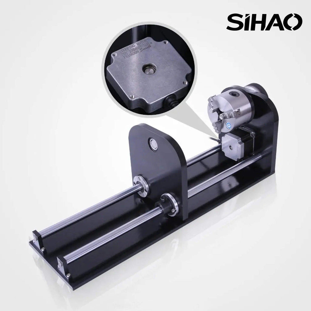 SIHAO Rotary Cutter and Engraver Attachment丨3-Jaw Spindle and 230 mm Track丨50W/60W/80W/100W/130W