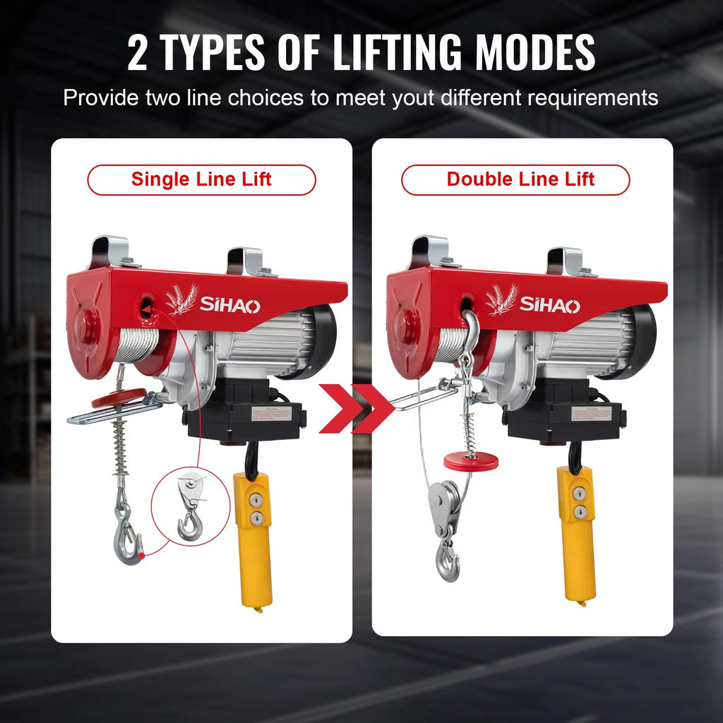 SIHAO Heavy Duty Electric Hoist Winch 880-1720 LBS — Portable Power Crane with Wireless Remote & Wired Control