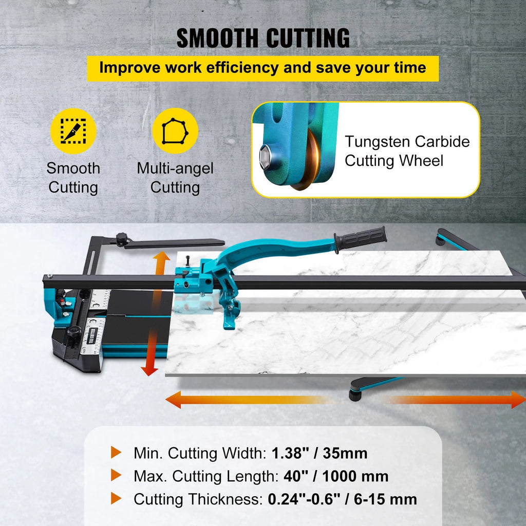 SIHAO 48" Professional Tile Cutter – Heavy-Duty Manual Scoring Tool with Built-in Laser Guide, Dual-Rail Support & Precision Snap System for Ceramic & Porcelain Tiles