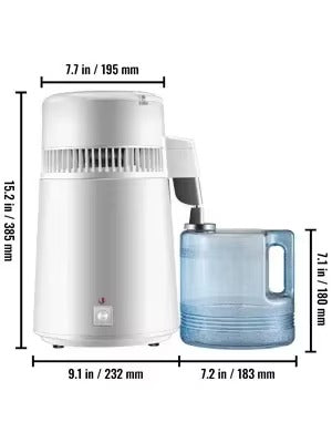 SIAHO 4L 220V Water Distiller Purifier 1L/h 304 Stainless Steel Auto Shut-Off for Essential Oil Extraction Dental Medical Home Use
