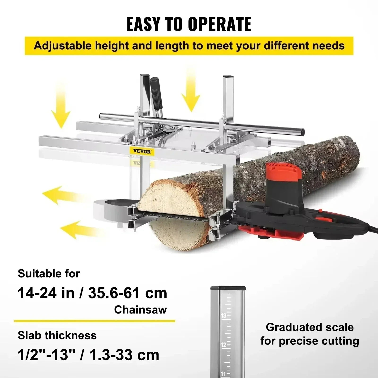 SIHAO Heavy-Duty Portable Chainsaw Planking Mill – 14-24" Adjustable Guide for Precision Log Slicing, Rust-Resistant Aluminum-Steel Frame