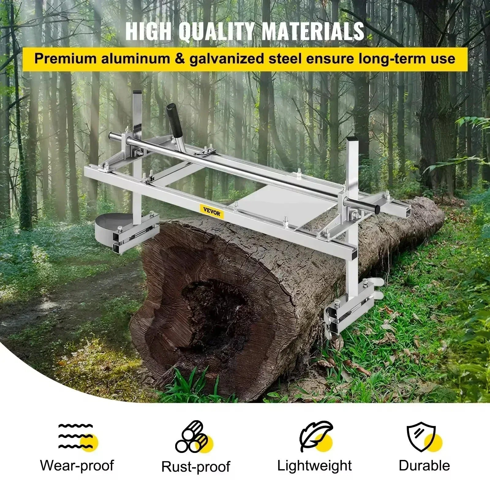 SIHAO Heavy-Duty Portable Chainsaw Planking Mill – 14-24" Adjustable Guide for Precision Log Slicing, Rust-Resistant Aluminum-Steel Frame