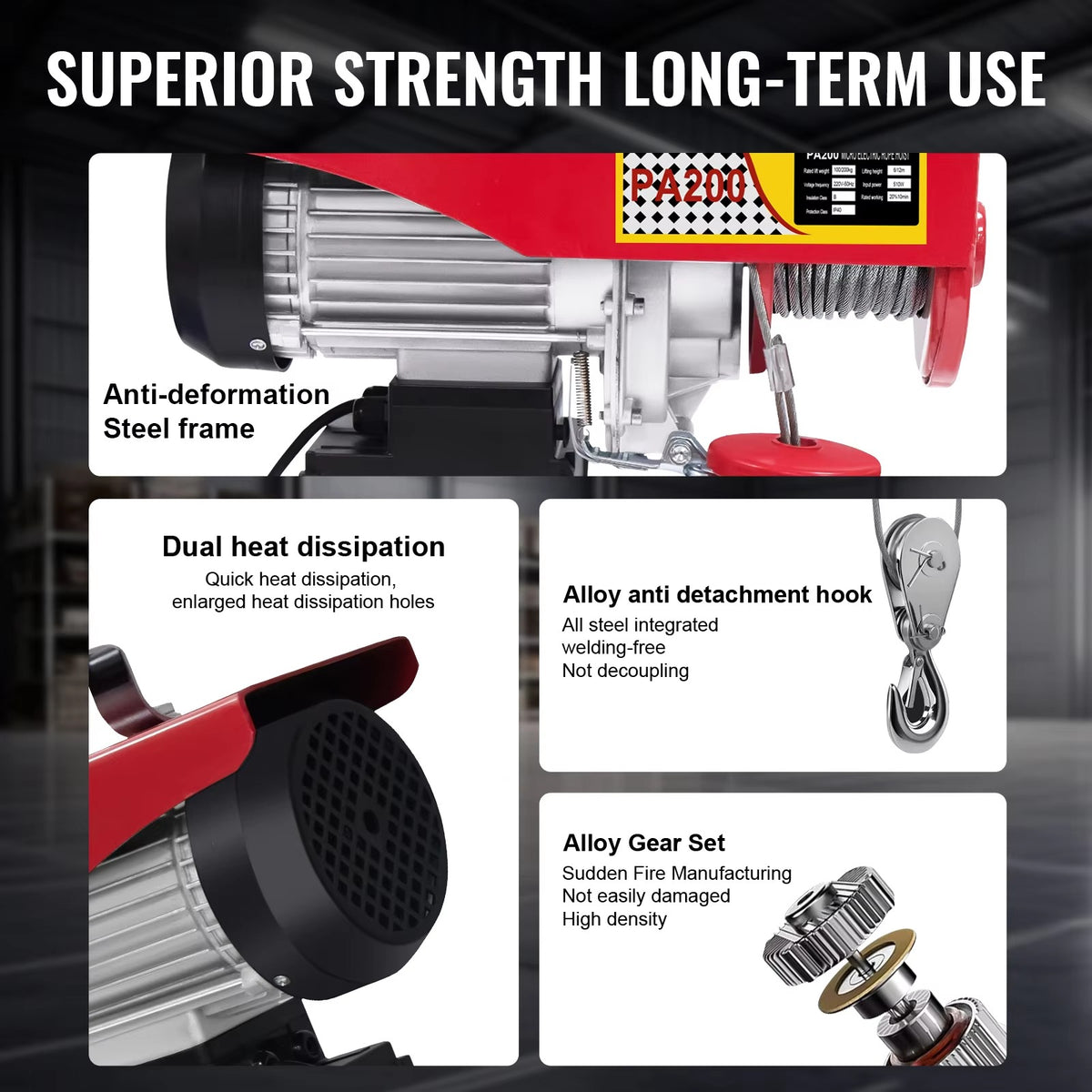 SIHAO Heavy Duty Electric Hoist Winch 880-1720 LBS — Portable Power Crane with Wireless Remote & Wired Control