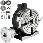 SIHAO 6"/150mm & 4"/100mm Precision Rotary Table – Horizontal & Vertical Mounting, MT-3 Spindle, 360° Swivel Base with T-Slots, Ideal for Milling & Drilling