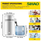 SIAHO 4L 220V Water Distiller Purifier 1L/h 304 Stainless Steel Auto Shut-Off for Essential Oil Extraction Dental Medical Home Use