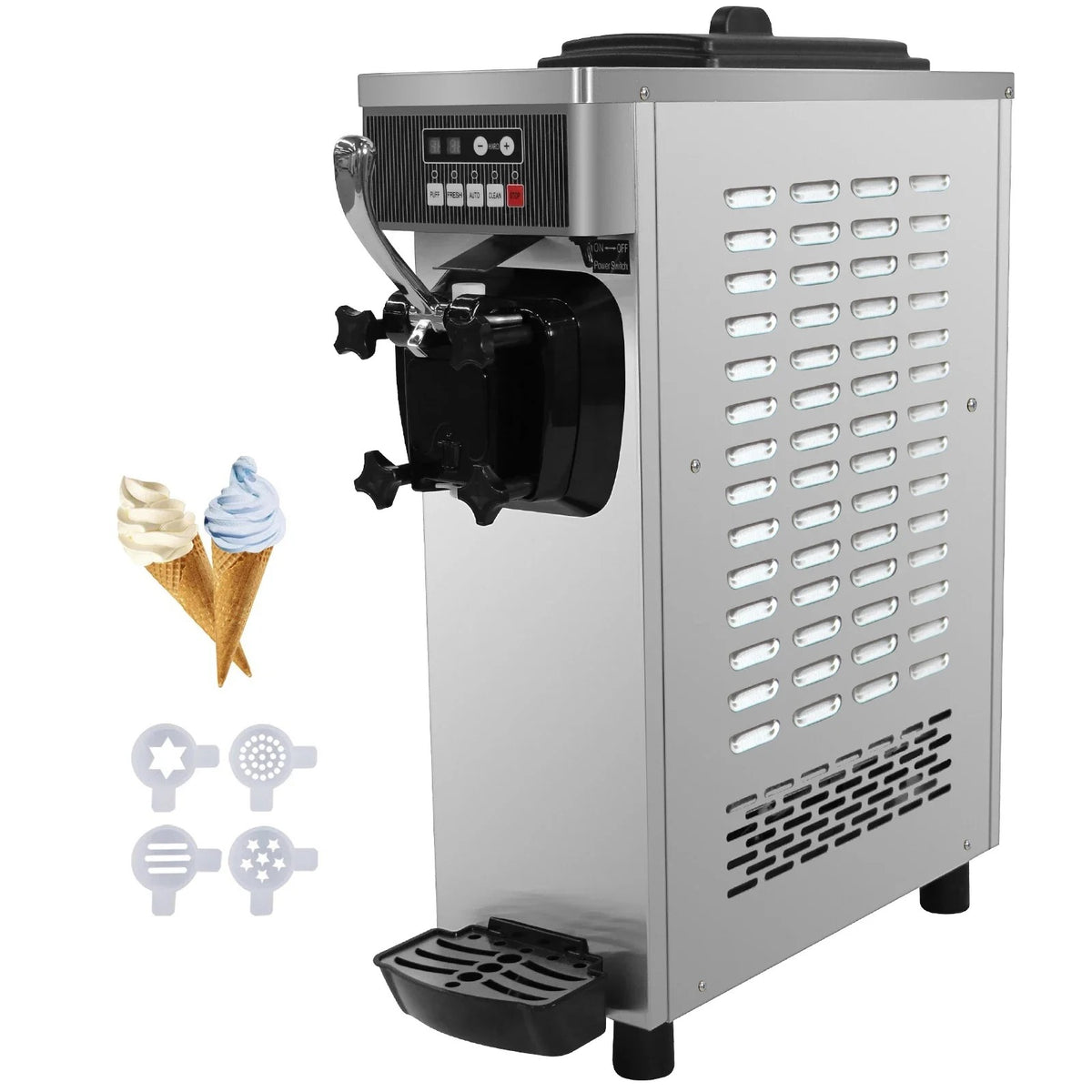 SIHAO 8116F Commercial Soft Serve Ice Cream Machine – Single Head Countertop Maker with Pre-Cooling, Puffing Pump & Low-Mix Alarm for Cafes & Dessert Shops